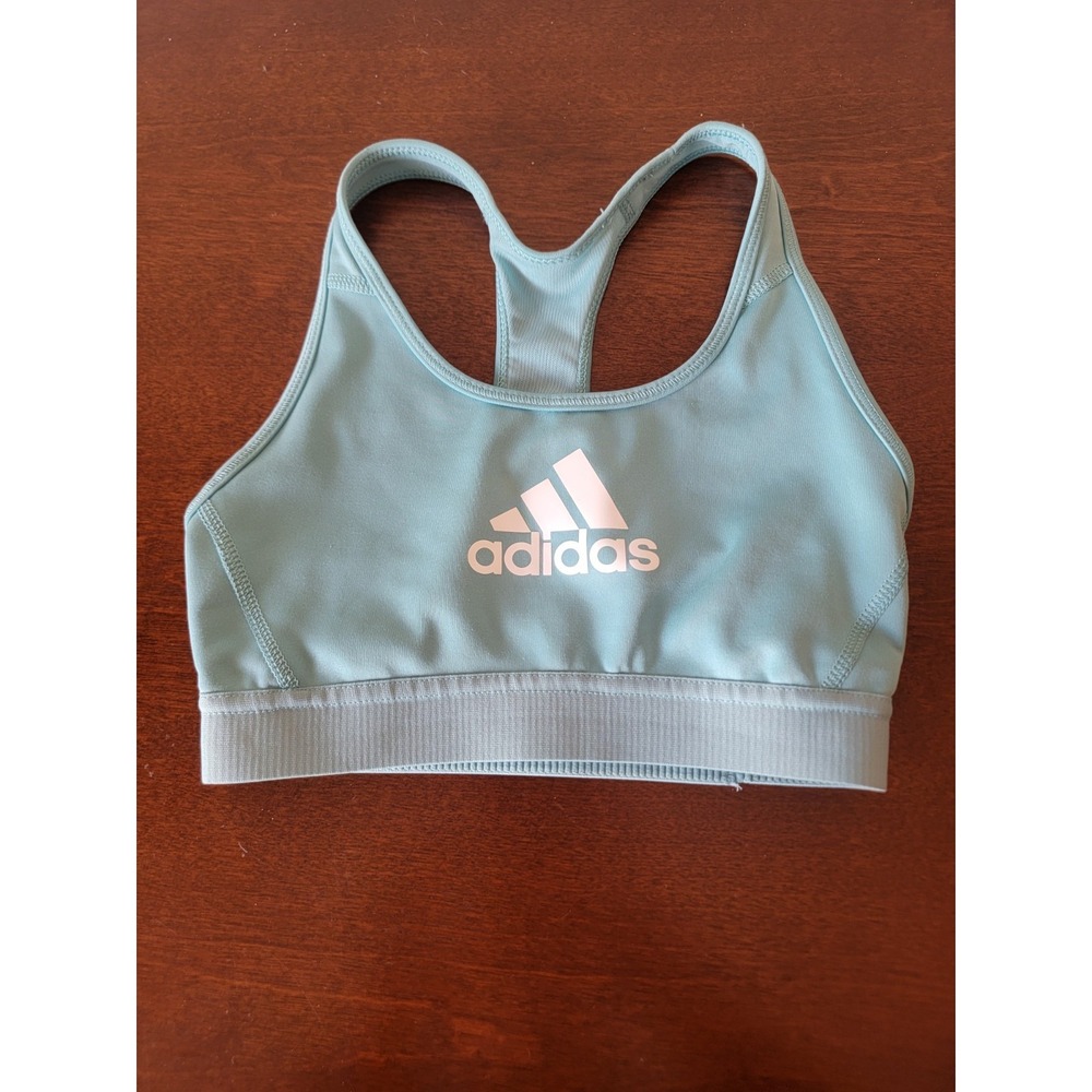 Adidas XS Teal Sports Bra Racerback Athletic Running Mesh Panel Breathable Sport